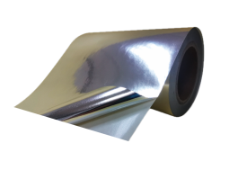 25mic gloss silver PET/water adhesive/140gsm yellow PEK liner