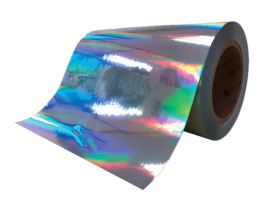 50mic holographic BOPP/water adhesive/60g white glassine
