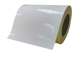 80mic gloss white PE/hotmelt adhesive/140g white PEK liner